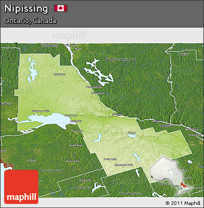 Physical 3D Map of Nipissing, satellite outside