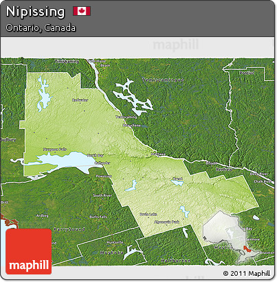 Physical 3D Map of Nipissing, satellite outside