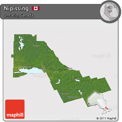 Satellite 3D Map of Nipissing, cropped outside