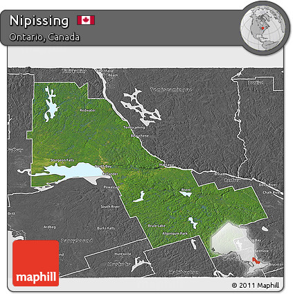 Satellite 3D Map of Nipissing, desaturated
