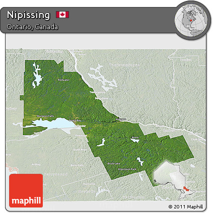 Satellite 3D Map of Nipissing, lighten