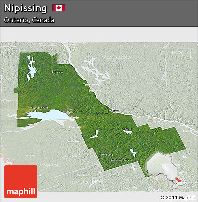 Satellite 3D Map of Nipissing, lighten