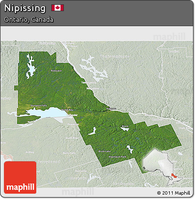 Satellite 3D Map of Nipissing, lighten