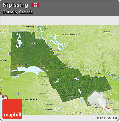 Satellite 3D Map of Nipissing, physical outside