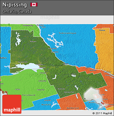 Satellite 3D Map of Nipissing, political outside