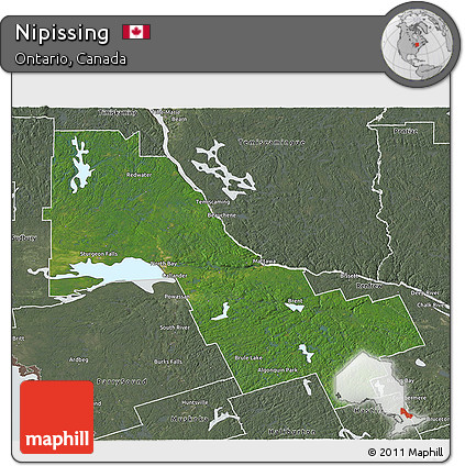 Satellite 3D Map of Nipissing, semi-desaturated