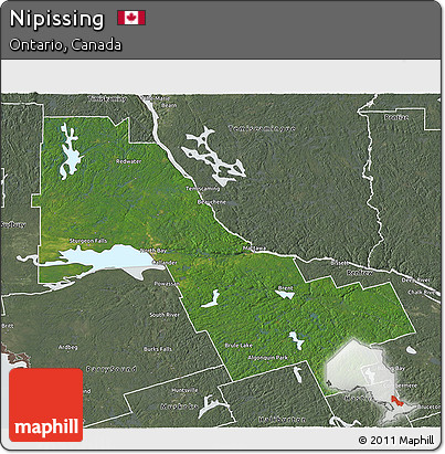Satellite 3D Map of Nipissing, semi-desaturated