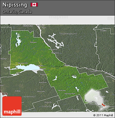 Satellite 3D Map of Nipissing, semi-desaturated