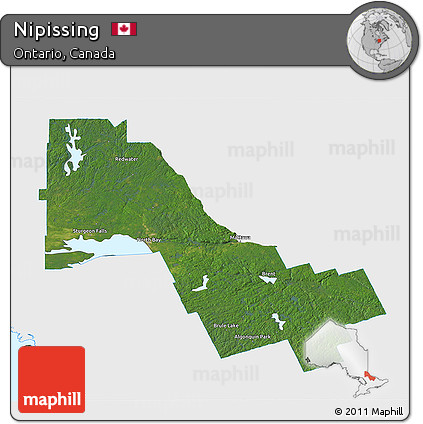 Satellite 3D Map of Nipissing, single color outside