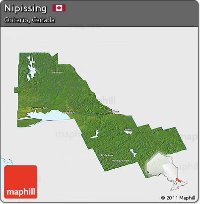 Satellite 3D Map of Nipissing, single color outside