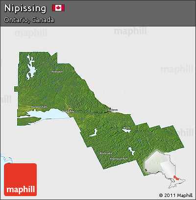 Satellite 3D Map of Nipissing, single color outside