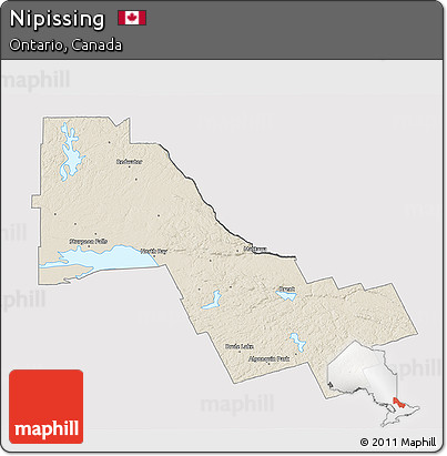 Shaded Relief 3D Map of Nipissing, cropped outside