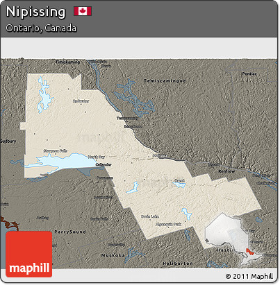 Shaded Relief 3D Map of Nipissing, darken