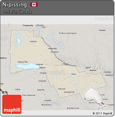 Shaded Relief 3D Map of Nipissing, semi-desaturated