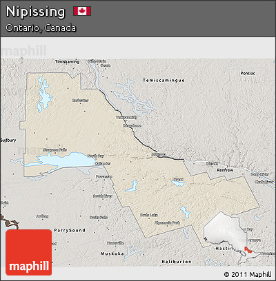 Shaded Relief 3D Map of Nipissing, semi-desaturated
