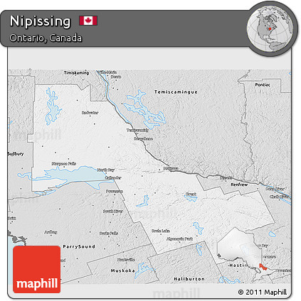 Silver Style 3D Map of Nipissing