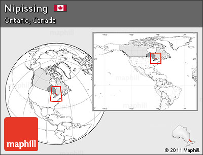 Blank Location Map of Nipissing, highlighted country, highlighted parent region, within the entire country