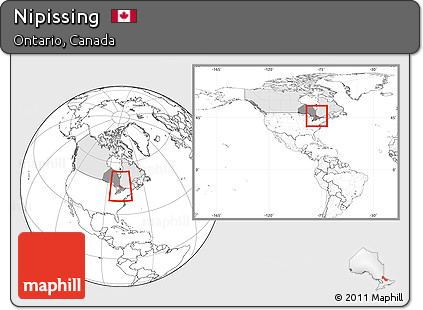 Blank Location Map of Nipissing, highlighted country, highlighted parent region, within the entire country