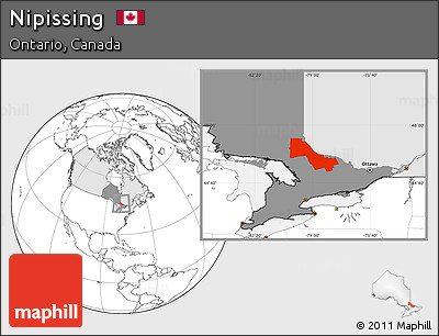 Blank Location Map of Nipissing, highlighted country, highlighted parent region