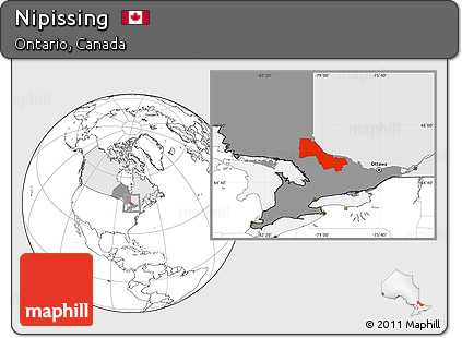 Blank Location Map of Nipissing, highlighted country, highlighted parent region