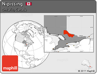 Blank Location Map of Nipissing, highlighted country, highlighted parent region