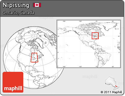 Blank Location Map of Nipissing, highlighted parent region, within the entire country