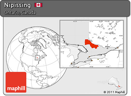Blank Location Map of Nipissing, highlighted parent region