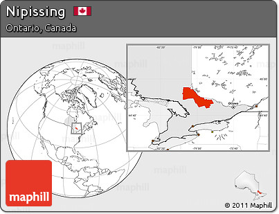 Blank Location Map of Nipissing, highlighted parent region