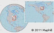 Gray Location Map of Nipissing, highlighted parent region, within the entire country, hill shading