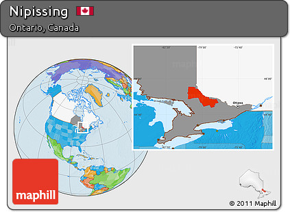Political Location Map of Nipissing, highlighted country, highlighted parent region