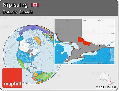 Political Location Map of Nipissing, highlighted country, highlighted parent region