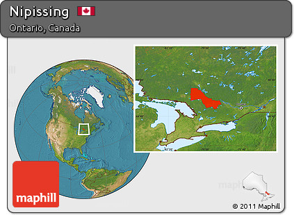 Satellite Location Map of Nipissing