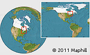Satellite Location Map of Nipissing, highlighted country, within the entire country