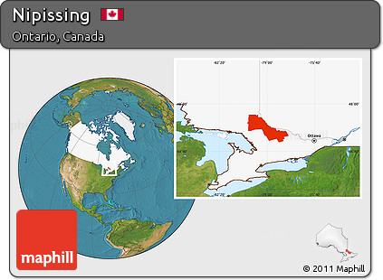 Satellite Location Map of Nipissing, highlighted country