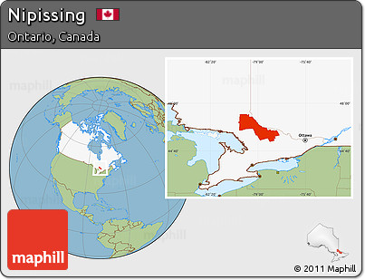 Savanna Style Location Map of Nipissing, highlighted country
