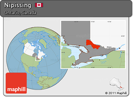 Savanna Style Location Map of Nipissing, highlighted country, highlighted parent region