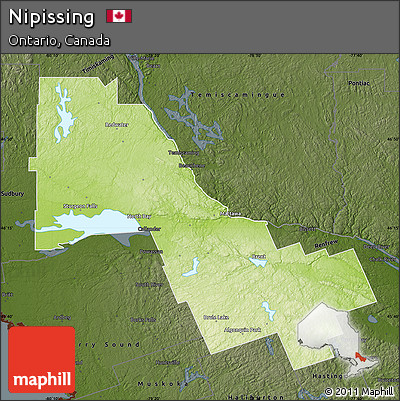 Physical Map of Nipissing, darken