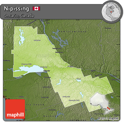 Physical Map of Nipissing, darken