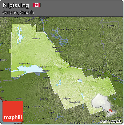 Physical Map of Nipissing, darken
