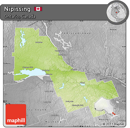 Physical Map of Nipissing, desaturated