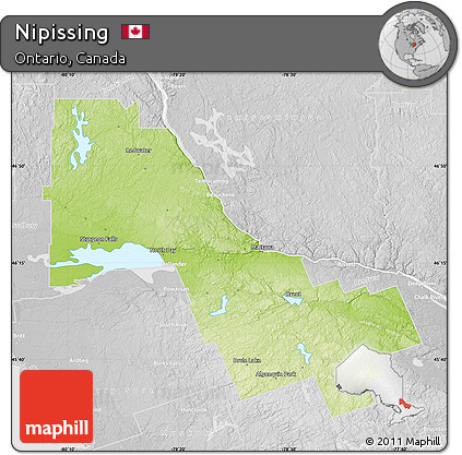 Physical Map of Nipissing, lighten, desaturated
