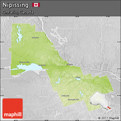 Physical Map of Nipissing, lighten, desaturated