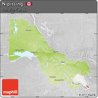 Physical Map of Nipissing, lighten, desaturated