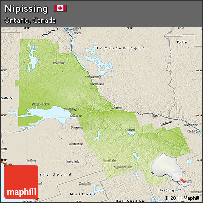Physical Map of Nipissing, shaded relief outside