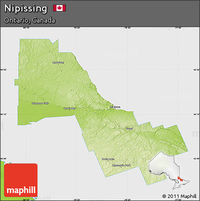 Physical Map of Nipissing, single color outside