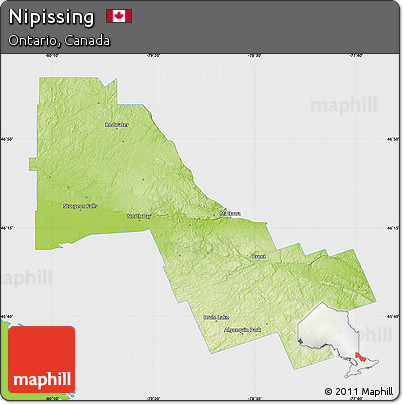 Physical Map of Nipissing, single color outside