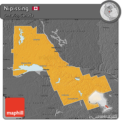 Political Map of Nipissing, darken, desaturated