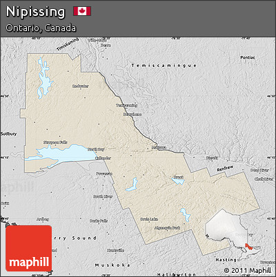 Shaded Relief Map of Nipissing, desaturated