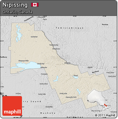 Shaded Relief Map of Nipissing, desaturated