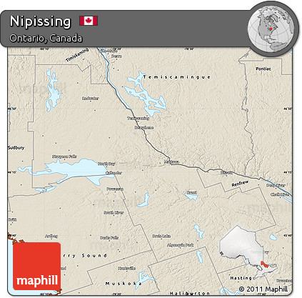 Shaded Relief Map of Nipissing